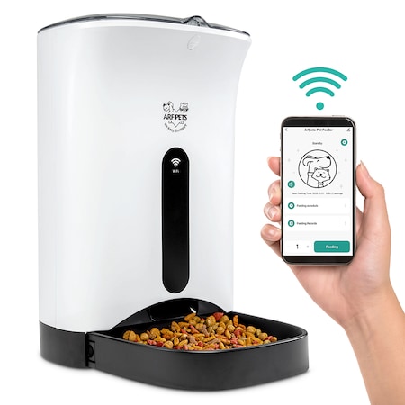 Arf Pets Smart Automatic Pet Feeder with Wi-Fi | Programmable Food Dispenser for Dogs & Cats APAFWIFI